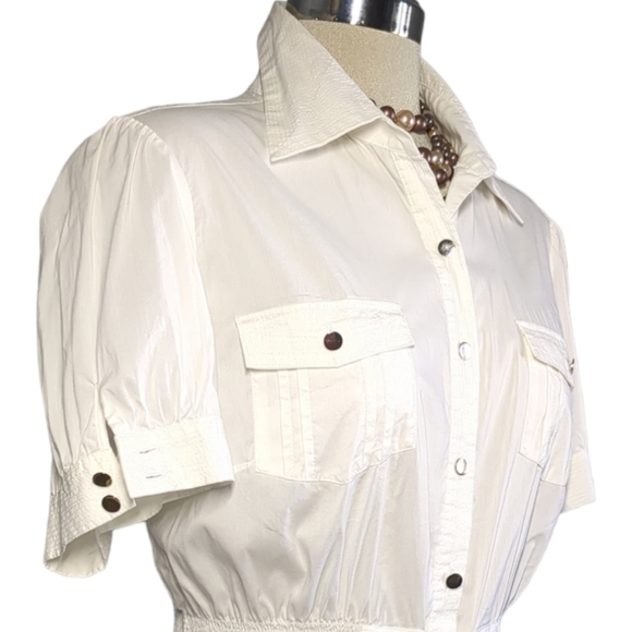 PULI White Short Sleeve Designer Blouse Size L - Picture 9 of 16